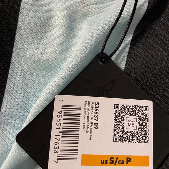 Puma x Dua Lipa Striped Cropped Jersey Shirt Blue Tops Womens 536637-89 NEW - Picture 6 of 10